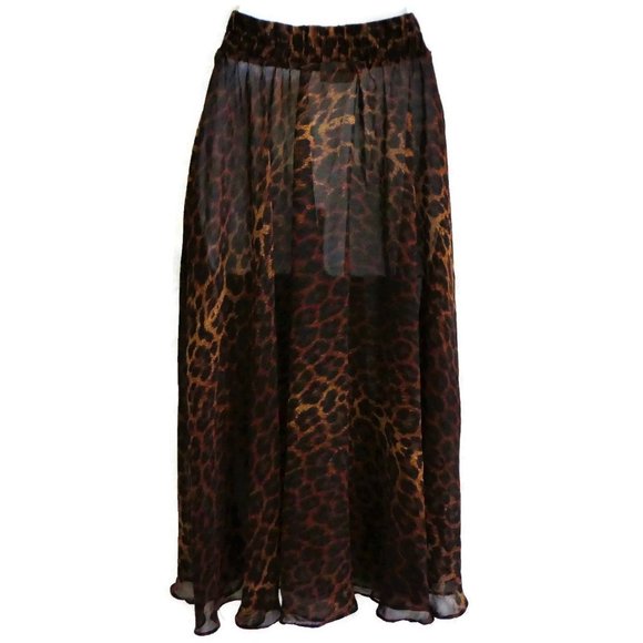 Vintage Skirt Animal Leopard Full Circle Sheer S M - Picture 4 of 7